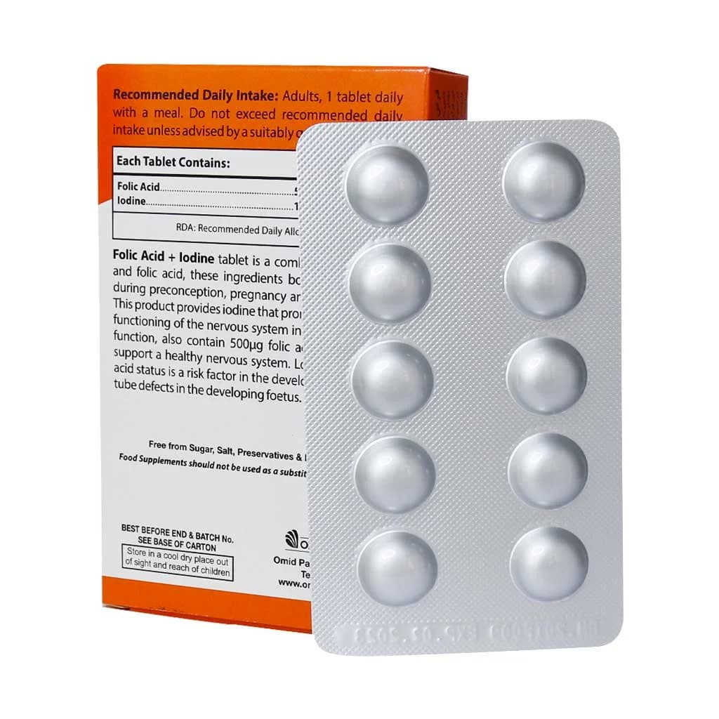 قرص ید و فولیک اسید او پی دی فارما ۳۰ عدد (OPD Pharma Iodine & Folic Acid) — تصویر ۲