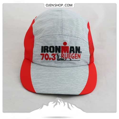 کلاه لبه دار نخی ساده IRONMAN قرمز – طوسی