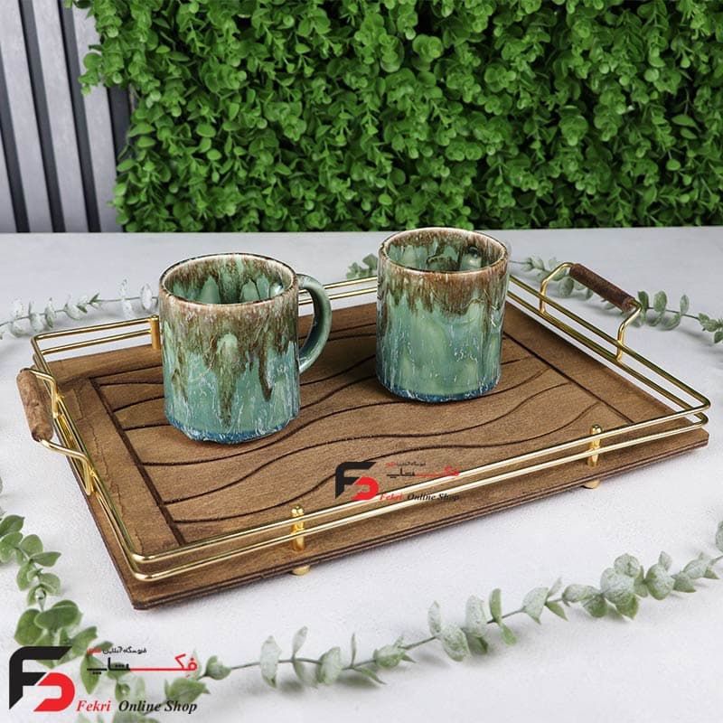 سینی چوبی فریم طلایی مستطیل کد 461