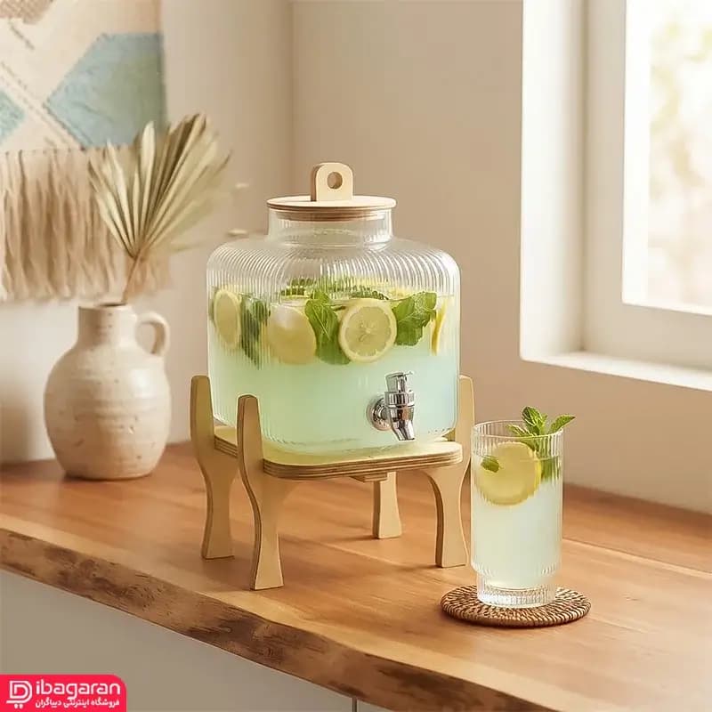 کلمن بلور تک مخزن با پایه چوبی مدل اوشن 43137 — تصویر ۶