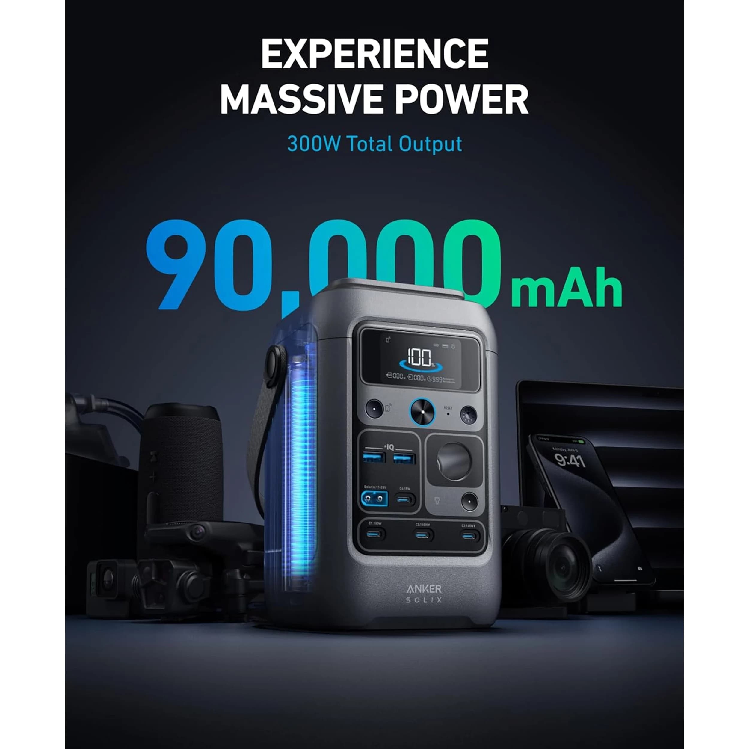 پاور استیشن انکر مدل SOLIX C300 DC ظرفیت 90000 میلی آمپر ساعت — تصویر ۳