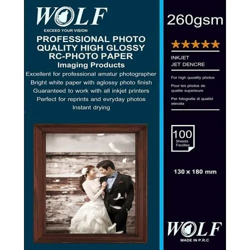 فتوگلاسه 260 گرم 100برگی 13*18 – WOLF
