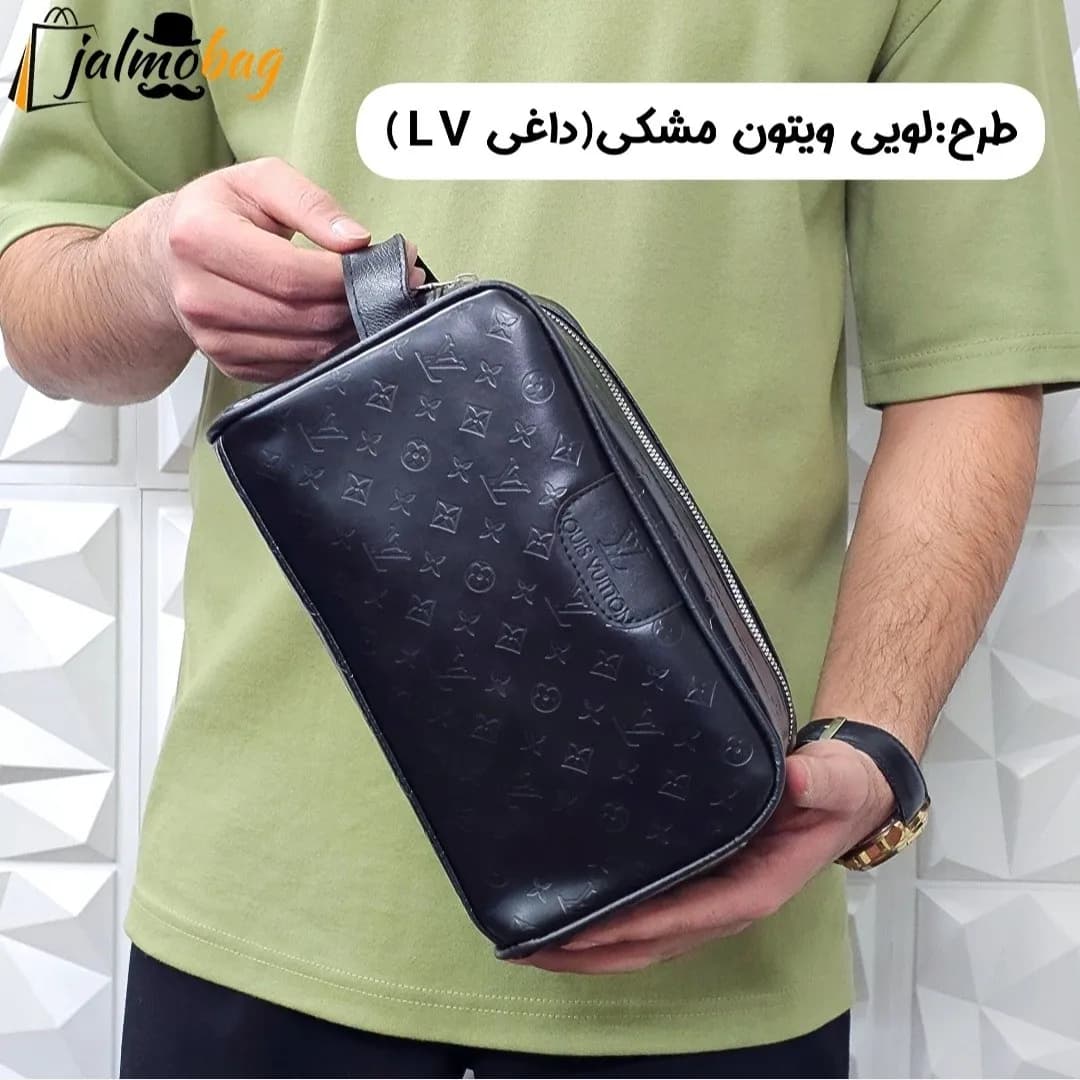 کیف دستی مردانه چرم صنعتی ضخیم دو خانه بند دستی — تصویر ۳
