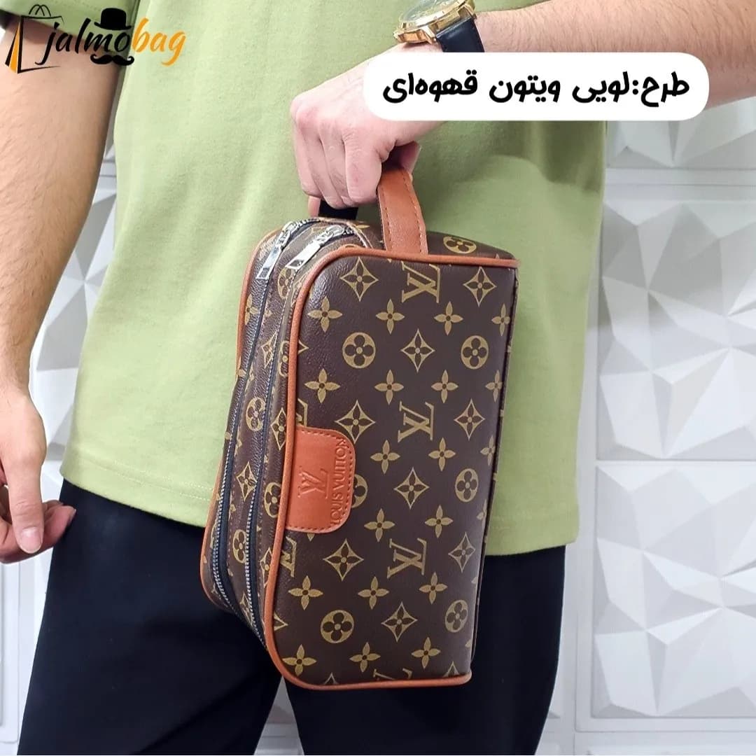 کیف دستی مردانه چرم صنعتی ضخیم دو خانه بند دستی — تصویر ۴