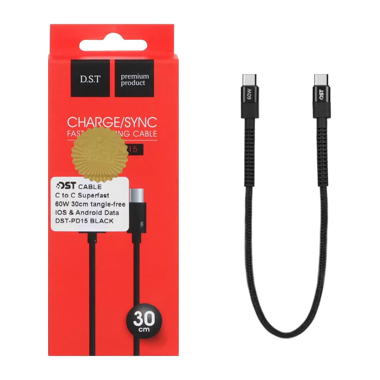 کابل شارژ 30 سانتی پاوربانک Type-C to Type-C مدل X-15 – مشکی – DST (گارانتی شش ماهه) — تصویر ۳