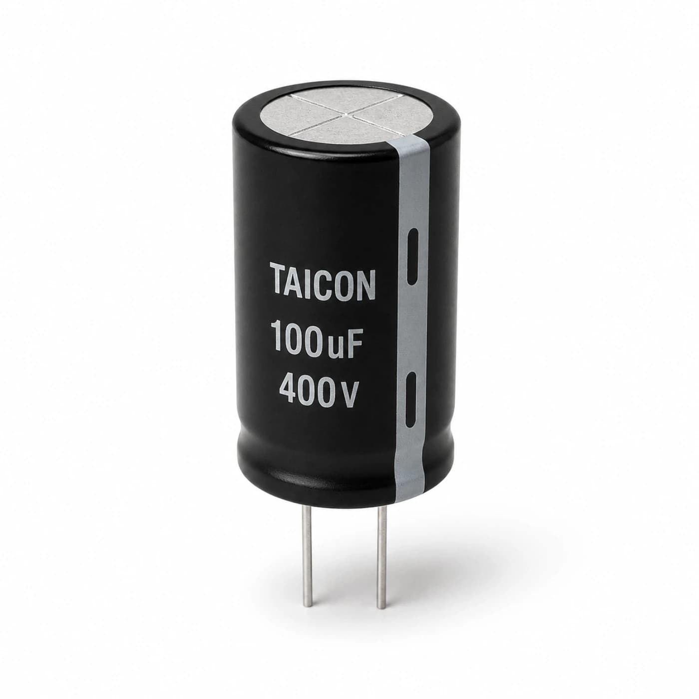 خازن الکترولیتی تایکان مدل TAICON 100uF 400V 16×32mm