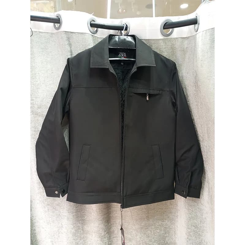 کاپشن مردانه ساتنا 2 جیب مشکی یقه کتی – سایز L تا XXXL — تصویر ۷