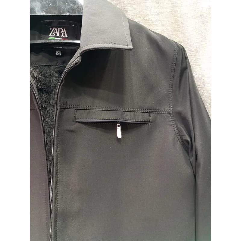 کاپشن مردانه ساتنا 2 جیب مشکی یقه کتی – سایز L تا XXXL — تصویر ۸