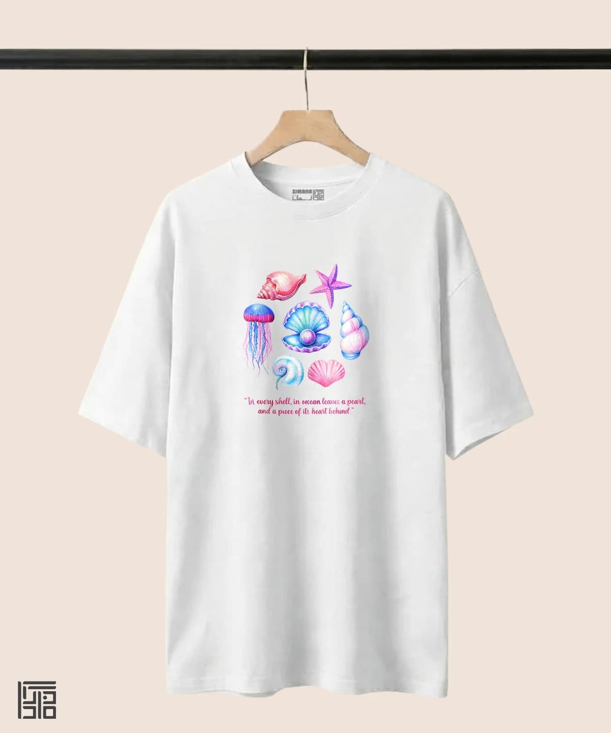 تیشرت لش مردانه و زنانه طرح ساحل صدفی تابستانی کد 1118