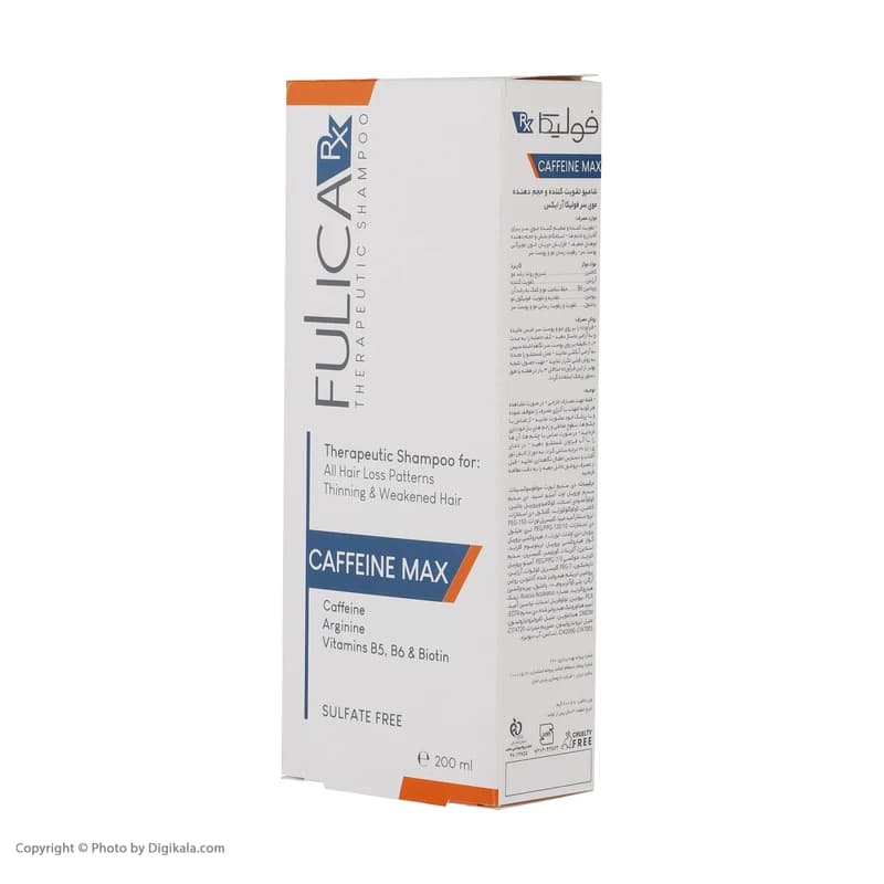 شامپو تقویتکننده و حجمدهنده مو بدون سولفات فولیکا مدل CAFFEINE MAX حجم 200 میلیلیتر مناسب موهای نازک و شکننده — تصویر ۶