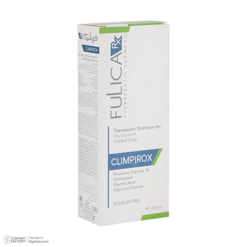 شامپو ضد ریزش مو فولیکا مخصوص موهای چرب، حجم 200 میلیلیتر مدل CLIMPIROX، ضدشوره و تنظیمکننده چربی — تصویر ۸