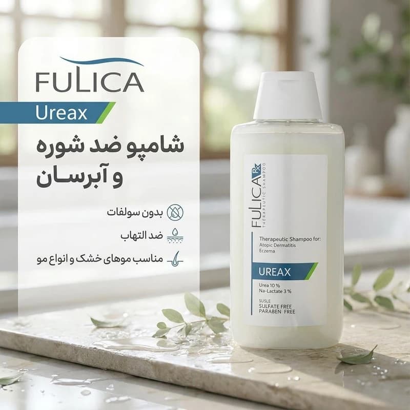 شامپو ضد شوره مو بدون سولفات فولیکا مدل ureax آبرسان و ضد التهاب مناسب انواع مو حجم 200 میلیلیتر — تصویر ۲