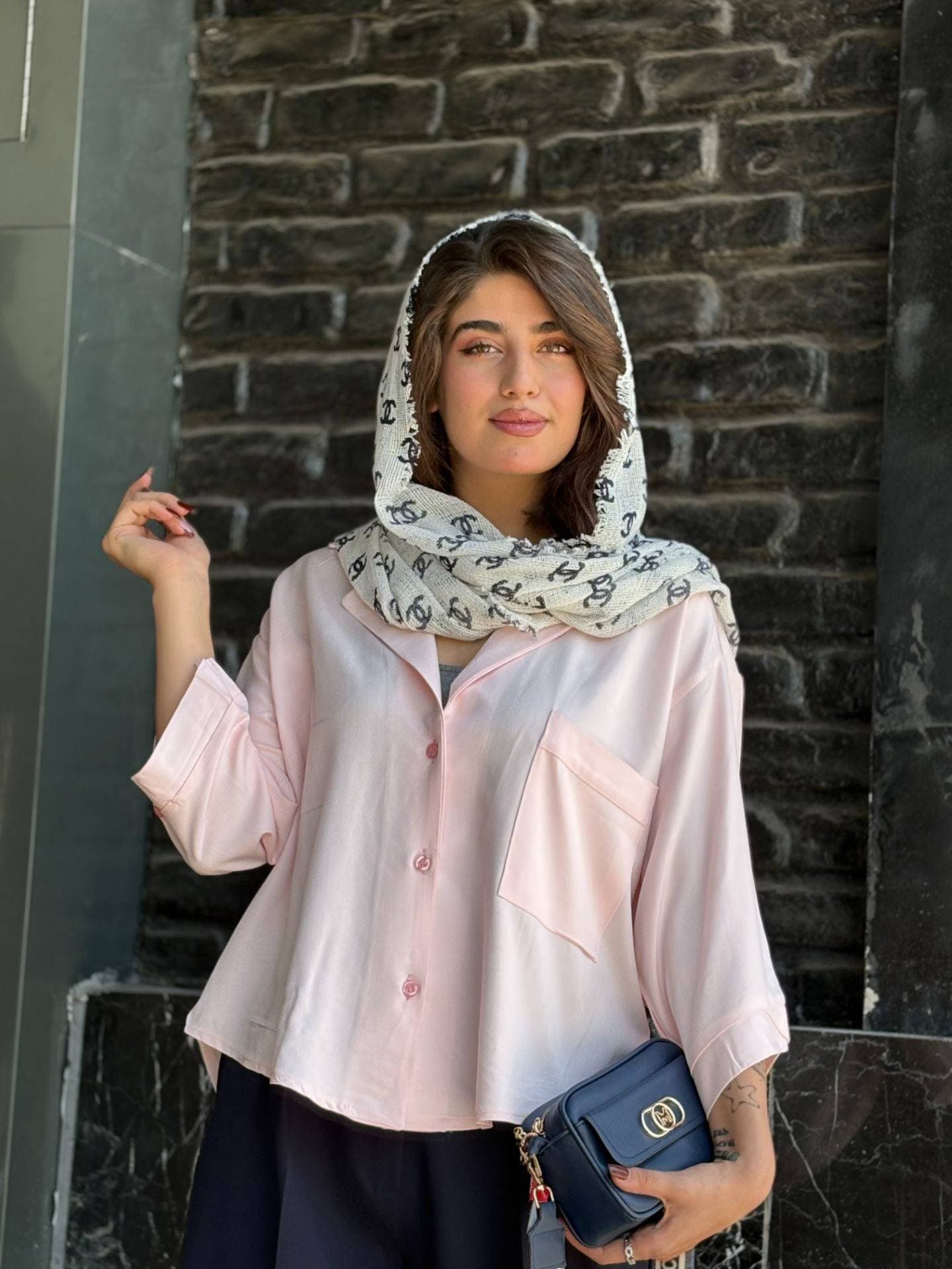 شومیز سیلک باکسی آستین بلند آبتین صورتی