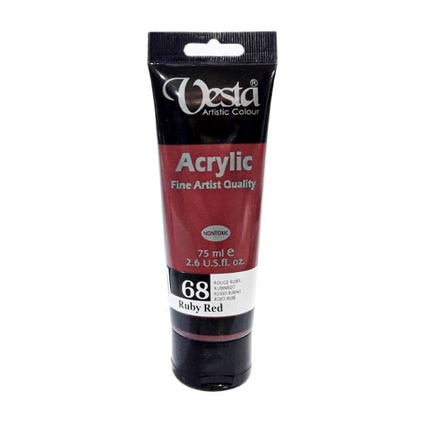 رنگ اکریلیک تکی وستا 68 Ruby Red حجم 75 میلی لیتر