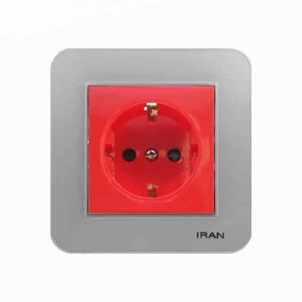 پریز برق ارت Ups ارس نقره ای ایران الکتریک توکار