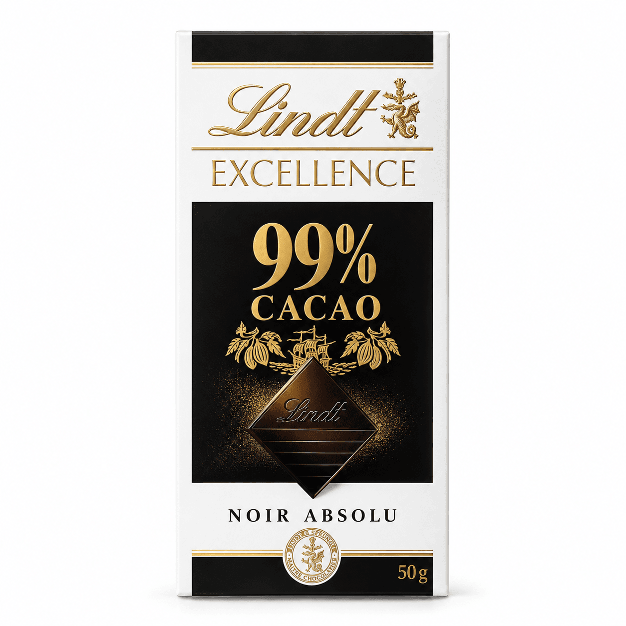 شکلات فوق تلخ لینت اکسلنس ۹۹٪ کاکائو ۵۰ گرمی | Lindt Excellence 99% Cacao Noir Absolu