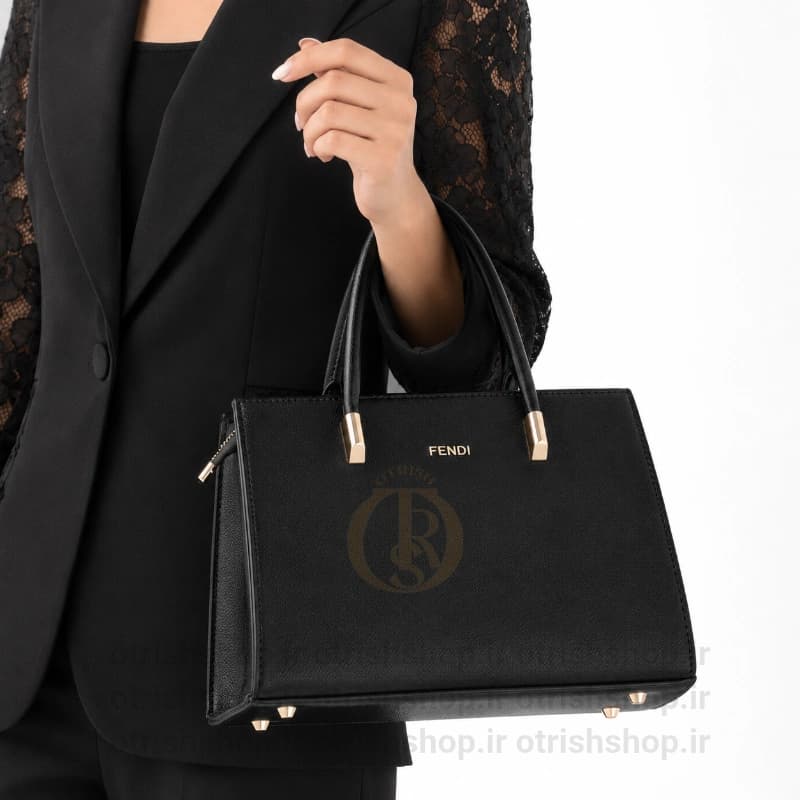 کیف زنانه چرمی فندی ساده (چرم صنعتی شرانگ، ابعاد 28×20، بند کوتاه و بلند)