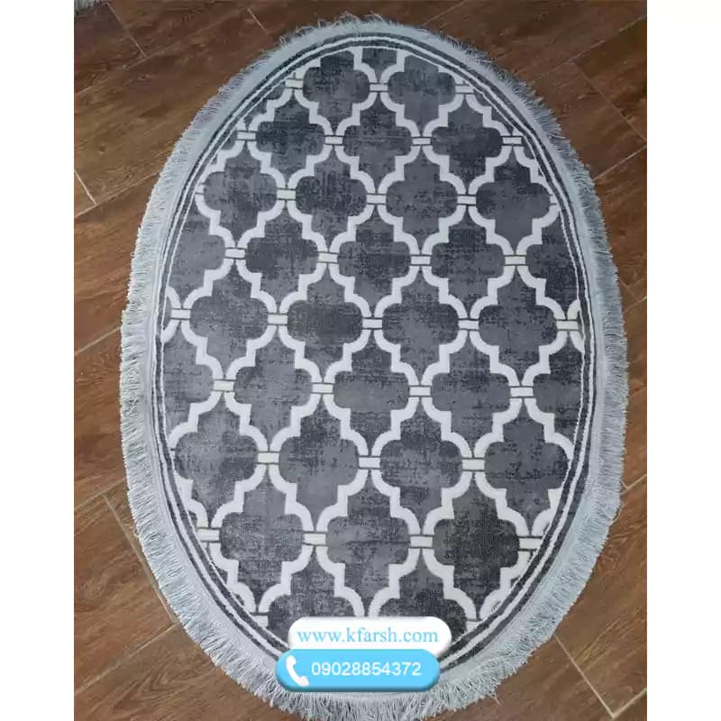 فرش گرد و بیضی مدرن طوسی قطر یک و 1.5 متری کد 1010 — تصویر ۲