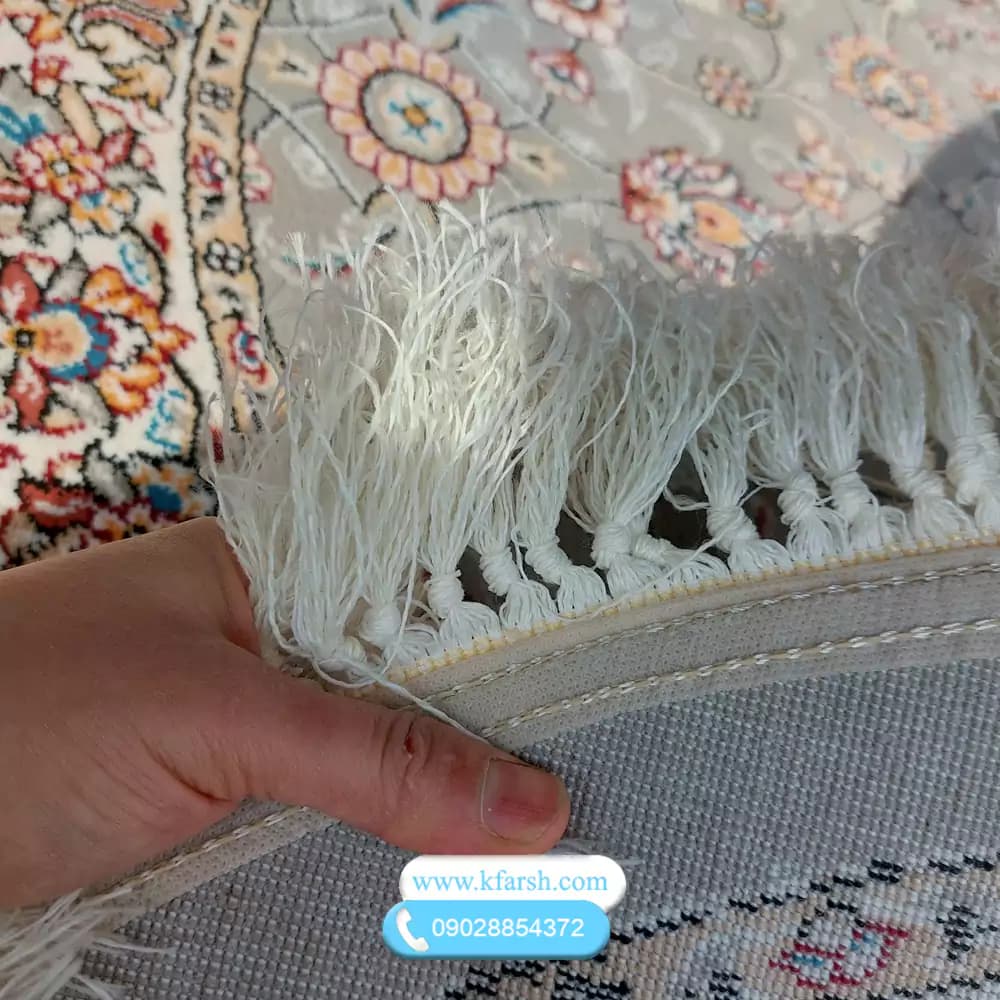 فرش گرد طرح افشان فیلی (طوسی) سایز قطر 1 و 1.5 و 2 متری — تصویر ۳