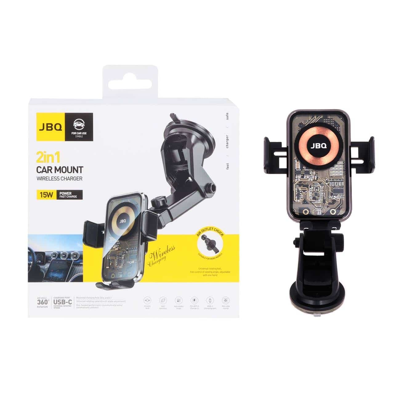 هولدر و شارژر وایرلس JBQ مدل HLC-511 – مشکی (گارانتی شش ماهه رصاصی)