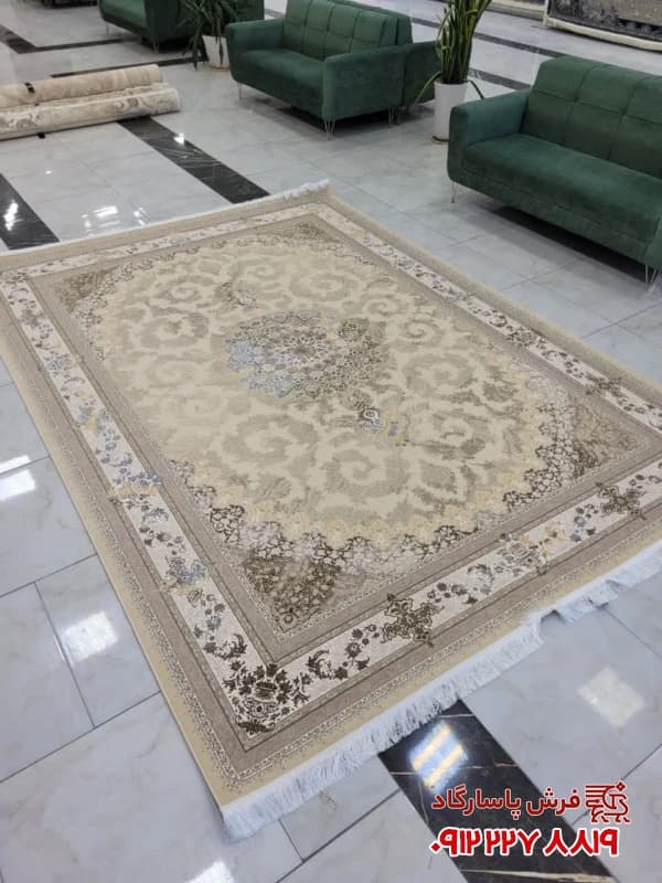 فرش 1500 شانه مدل دستبافزمنیه صدفی مدل 1240 — تصویر ۲