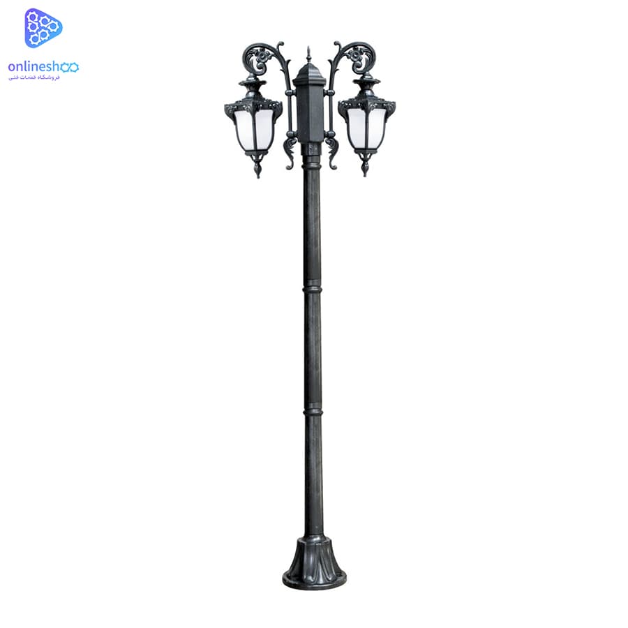 چراغ پارکی دو شاخه مدل صدف