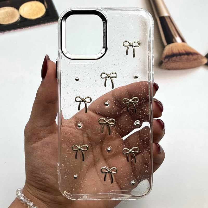 قاب گوشی iPhone 12 / iPhone 12 Pro آیفون Crystal Shine کریستالی شفاف شاین دار محافظ لنز برجسته Silver طرح پاپیون کد 187443