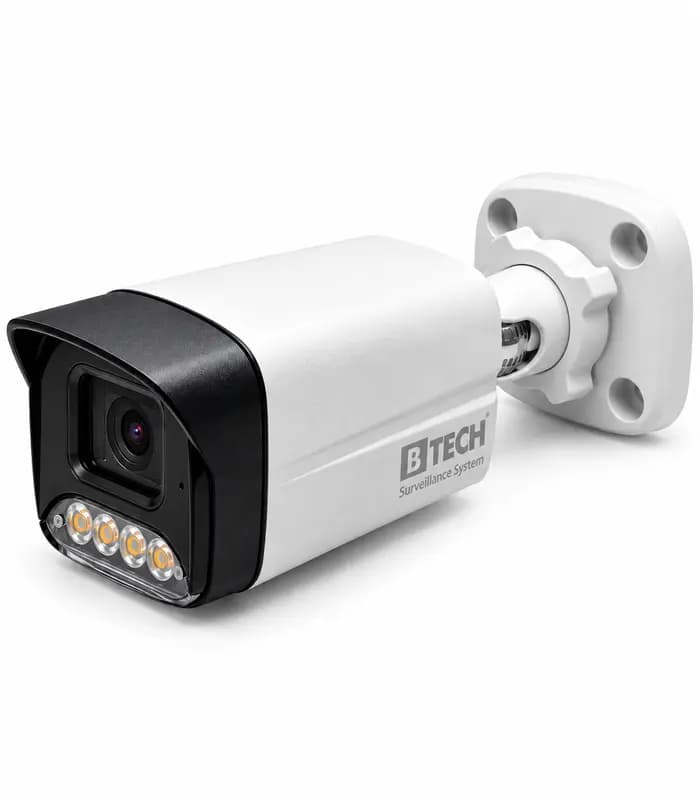 دوربین بولت IP کیفیت 5MP لنز 3.6mm دید در شب رنگی (وارم لایت) + تشخیص چهره + میکروفن برند B-TECH مدل BMIP5WL-BT9810-A-FACE