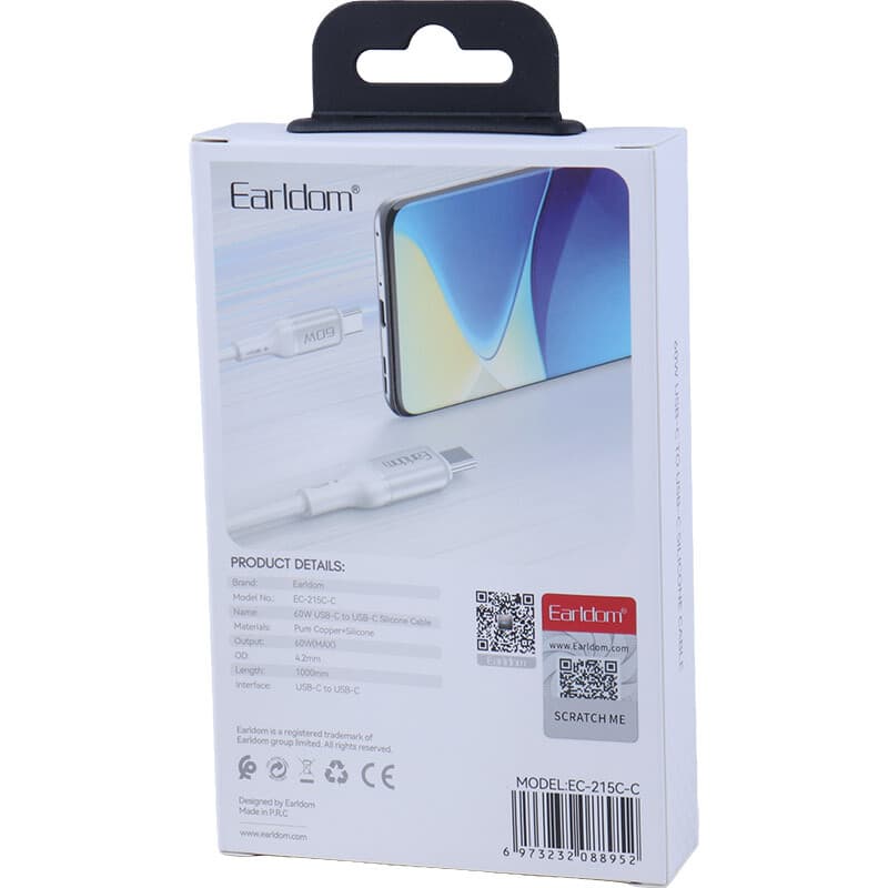 کابل دو سر تایپ سی فست شارژ 60 وات ارلدام EC-215C-C طول 1 متر — تصویر ۶