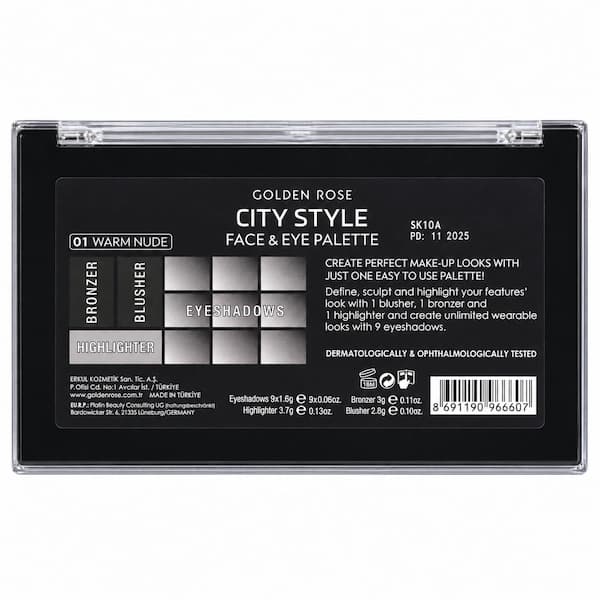 پالت صورت و چشم گلدن رز City Style مدل Warm Nude 01 — تصویر ۲
