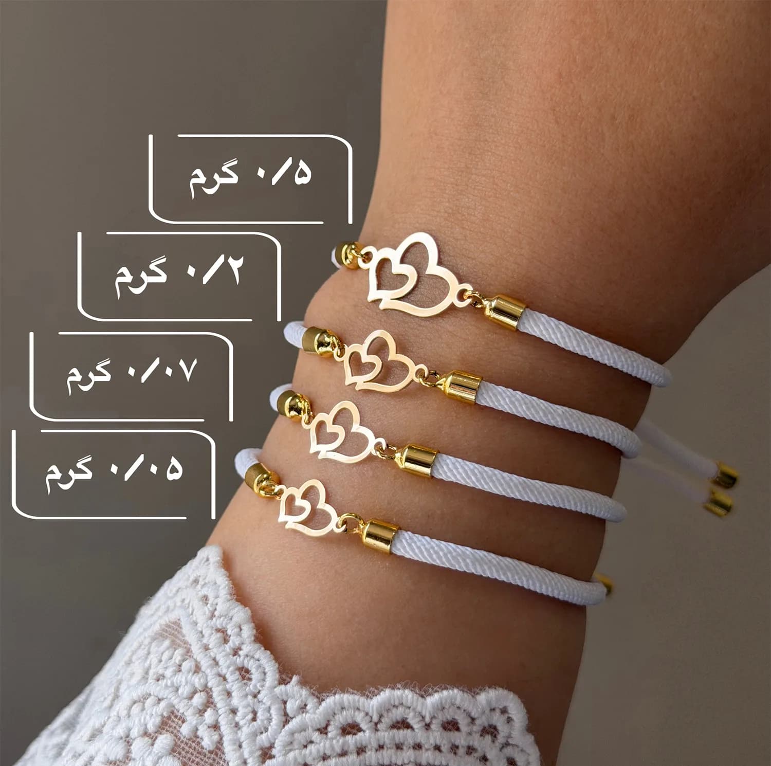 دستبند بند و طلا 18 عیار زنانه فرشته مدل دوقلب WBL-0000011 — تصویر ۵