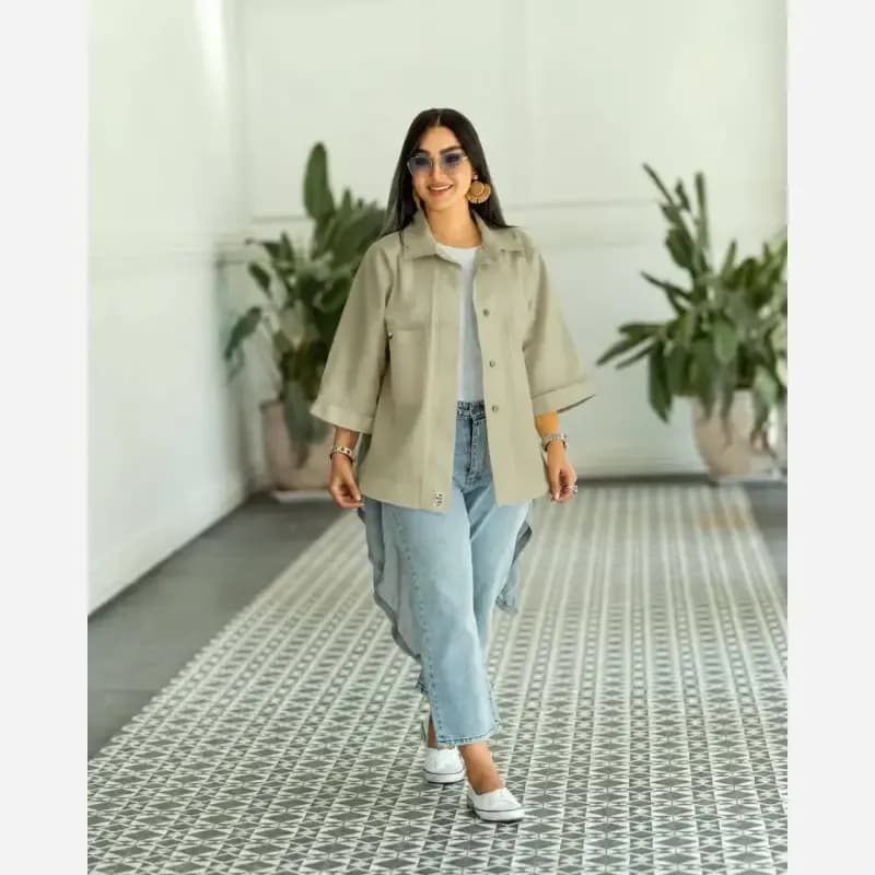 شومیز زنانه لینن مدل لارا سایز 36 تا 50 — تصویر ۸