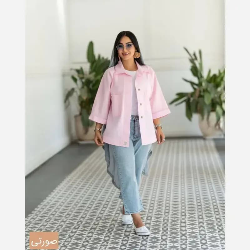 شومیز زنانه لینن مدل لارا سایز 36 تا 50 — تصویر ۳