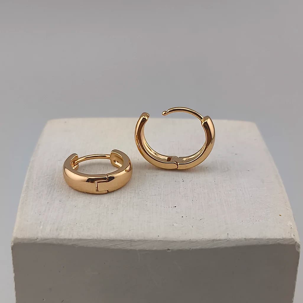 گوشواره استیل ژوپینگ حلقه ای ساده طلایی — تصویر ۲