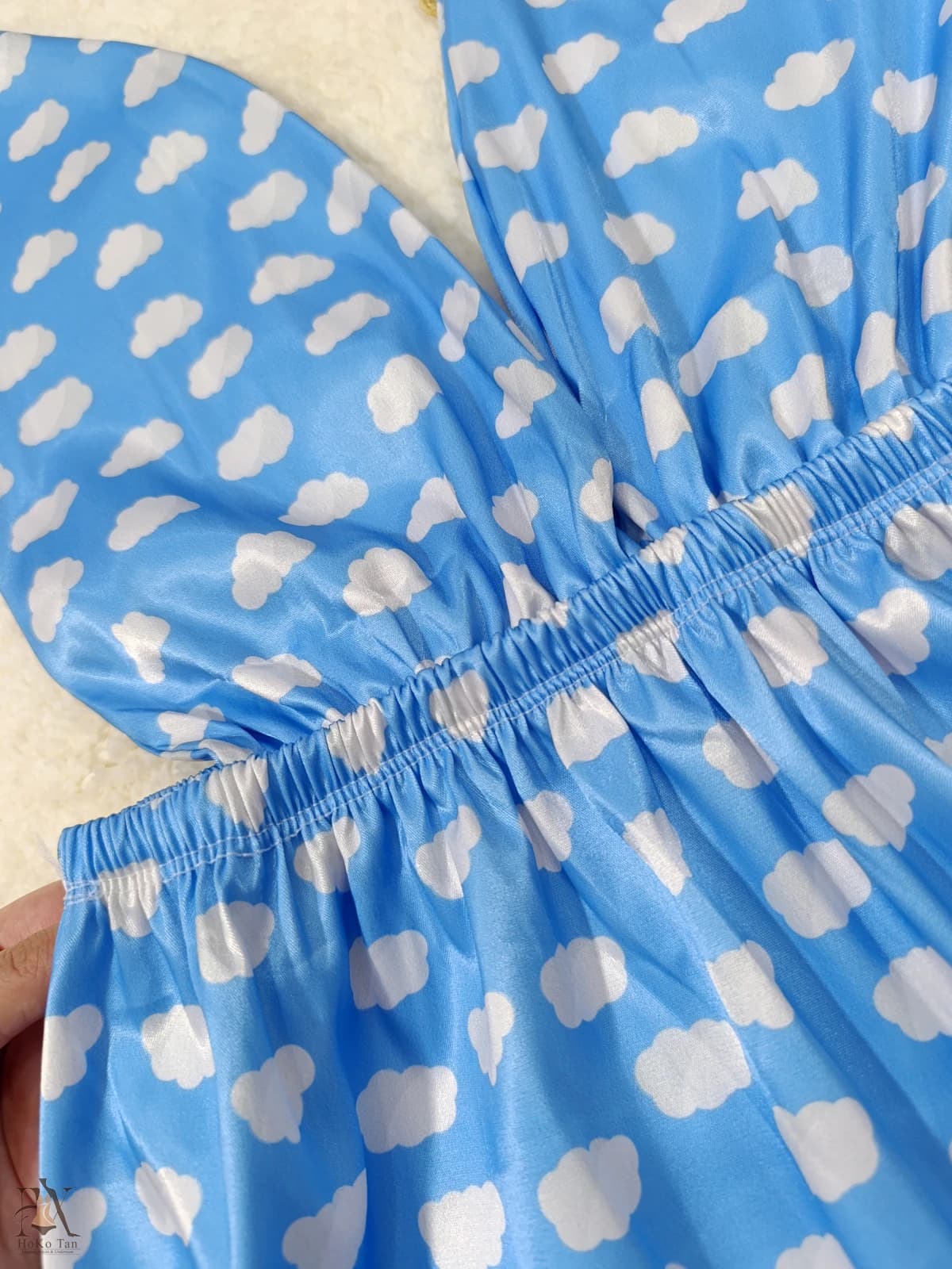 لباس خواب ساتن کوتاه طرح ابرک کد 65 — تصویر ۳