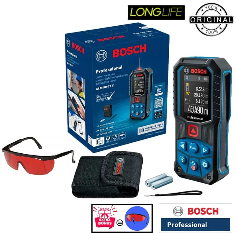 متر لیزری بوش مدل GLM 50-27 C + Red Glass Laser برد 50 متر — تصویر ۴