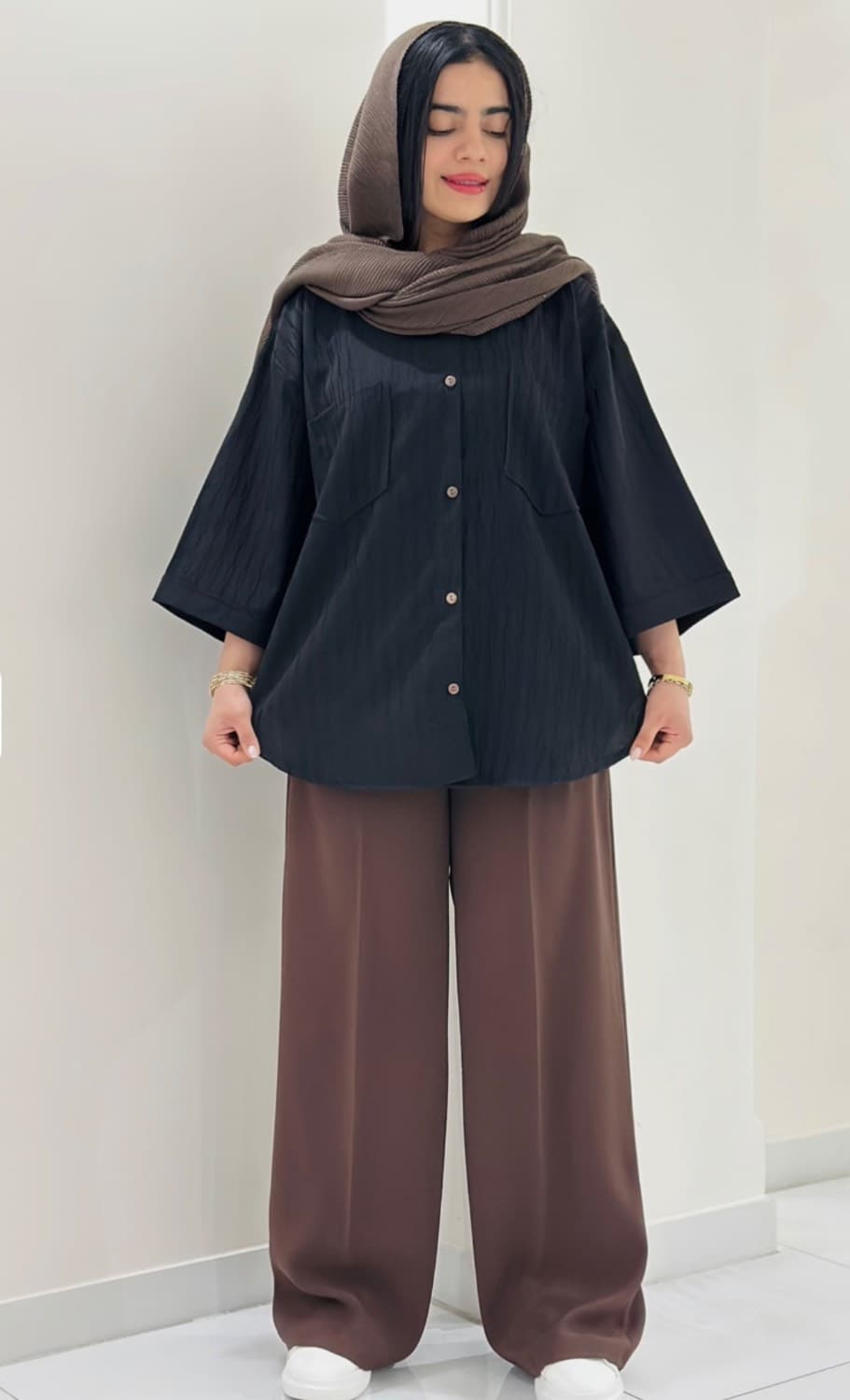 شومیز زنانه دخترانه گازوییلی مناسب محرم mg16264