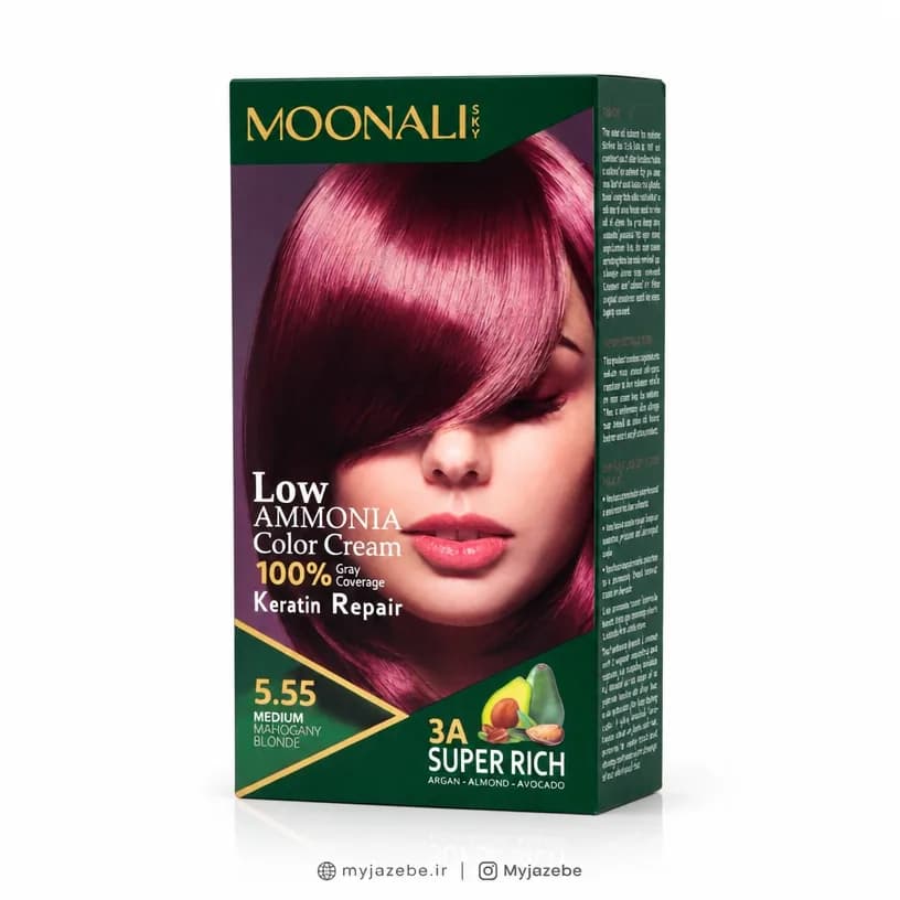 کیت رنگ مو MOONALI مونالی 5.55 بلوند ماهگونی متوسط