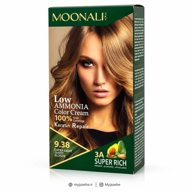 کیت رنگ مو MOONALI مونالی 9.38 بلوند شنی فوق العاده روشن
