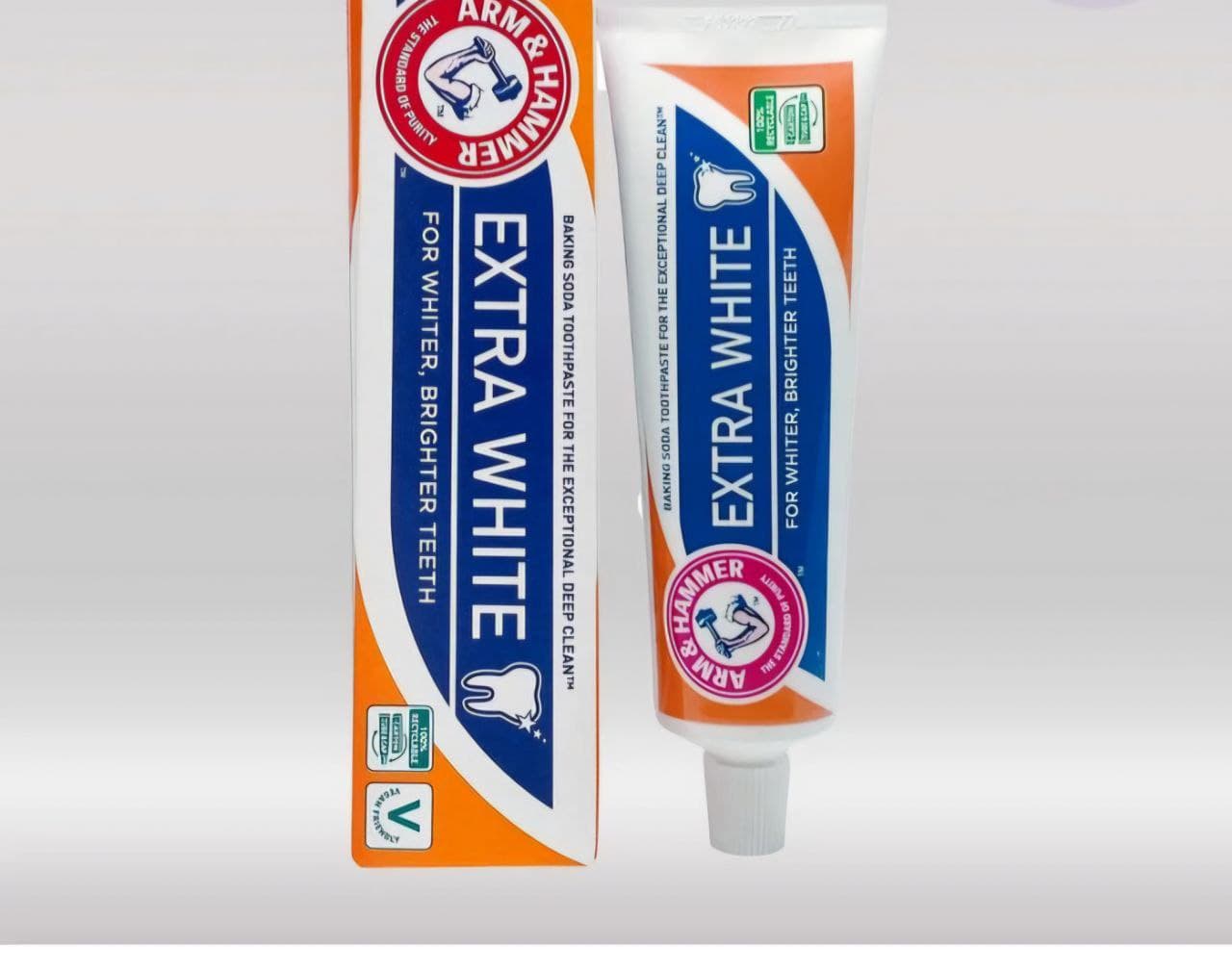 (اصلی/125میل) خمیر دندان سفید کننده روزانه آرم اند هامر اکسترا وایت آبی مدل ARM AND HAMMER Extra White