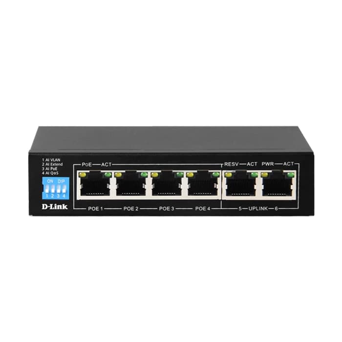 سوئیچ 6 پورت مگابیتی و دسکتاپ دی لینک مدل DES-F1006P-E