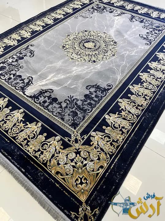 فرش ورساچه سرمه ای طوسی 1200 شانه طرح مارال — تصویر ۲