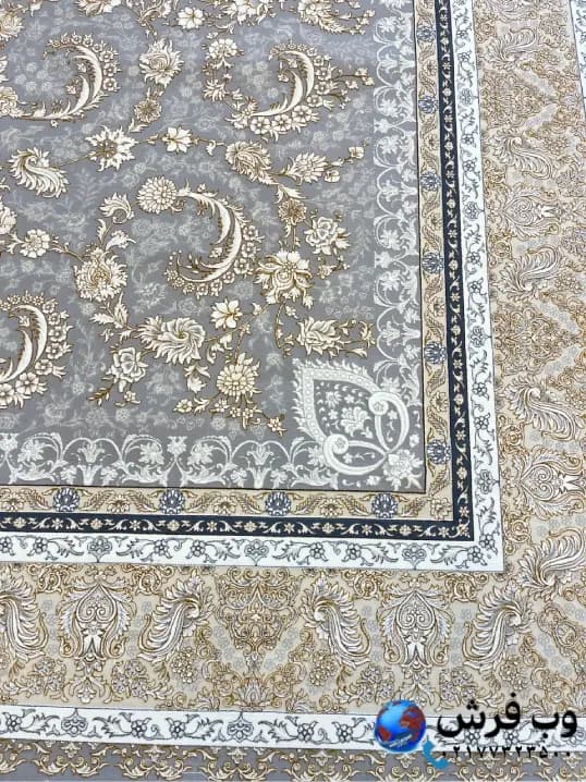 فرش افشان طوسی طلایی 1200 شانه طرح روژمان — تصویر ۳