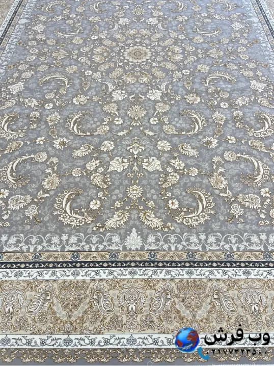 فرش افشان طوسی طلایی 1200 شانه طرح روژمان — تصویر ۴
