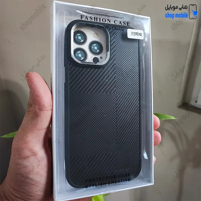 قاب گوشی آیفون 13 پرو مکس (کاور اورجینال Fashion Case طرح پیکسلی رنگ مشکی و خاکستری) — تصویر ۲