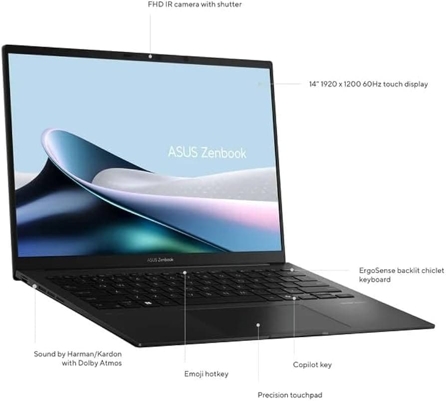 ASUS ZENBOOK 14 AI+COPILOT PC 2026 UM3406GA RYZEN AI 7 445 16GR5 1TB SSD RADEON 840M OLED TOUCH — تصویر ۳
