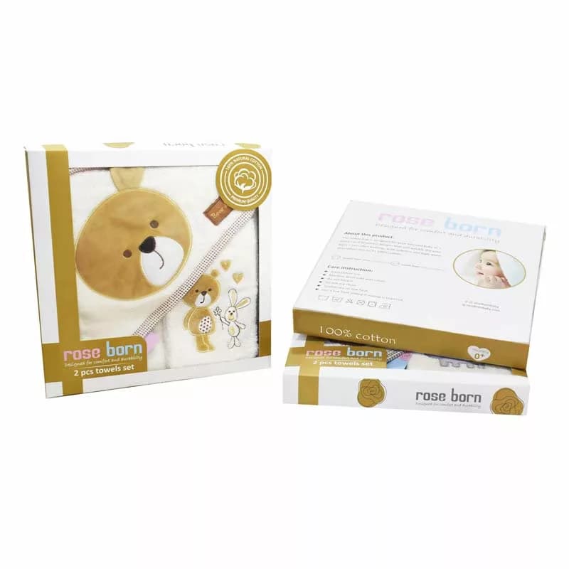 حوله 2تكه چهارگوش خرس و خرگوش رزبرن RoseBorn