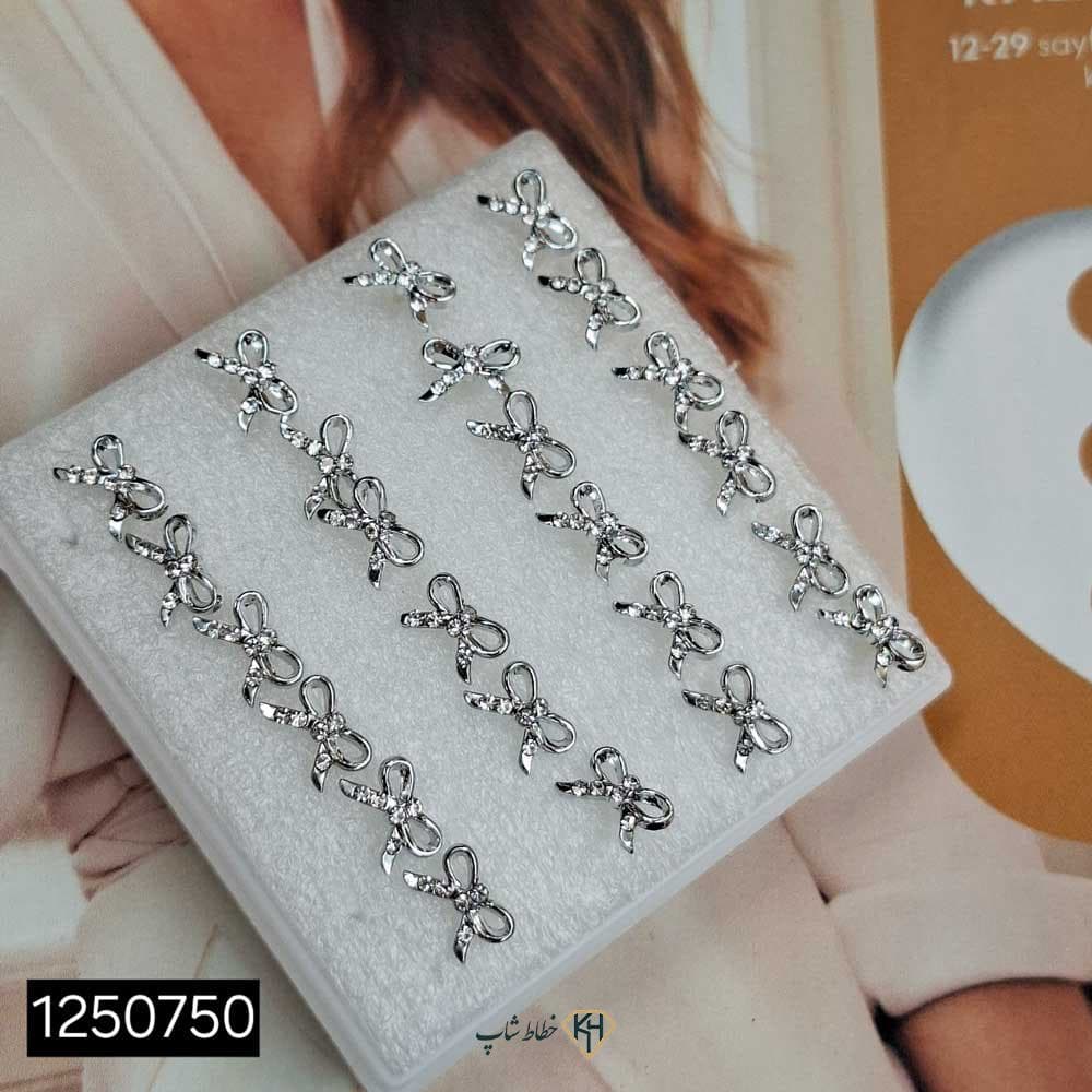 گوشواره ضدحساسیت نگین دار (پاپیون)