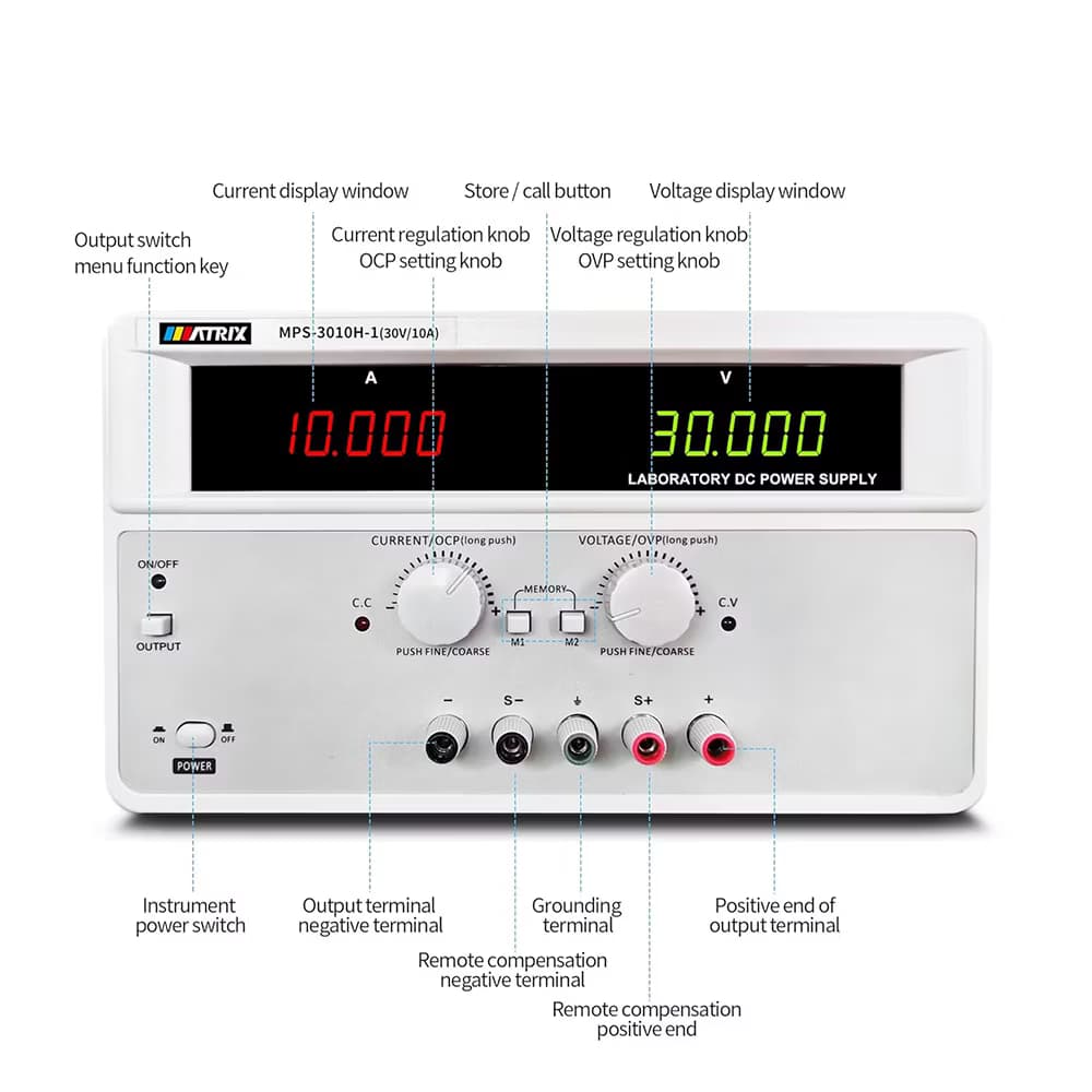 منبع تغذیه خطی ماتریکس مدل MATRIX MPS-3010H-1 — تصویر ۲