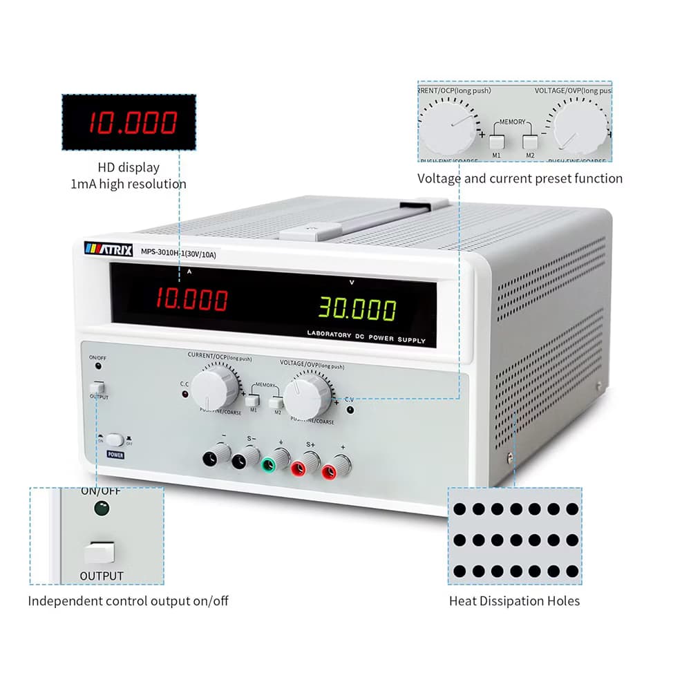 منبع تغذیه خطی ماتریکس مدل MATRIX MPS-3010H-1 — تصویر ۳